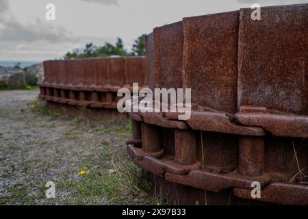 Rusty chains from an excavator Stock Photo