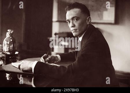 Young Bureau of Investigation Director J. Edgar Hoover (1895-1972) at his desk in December, 1924. Hoover was the final Director of the Bureau of Investigation (BOI) and the first Director of the Federal Bureau of Investigation (FBI). He served a total of 48 years leading both the BOI and the FBI under eight Presidents. Stock Photo