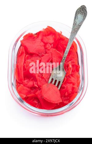 Pickled  ginger in glass bowl isolated on white Stock Photo