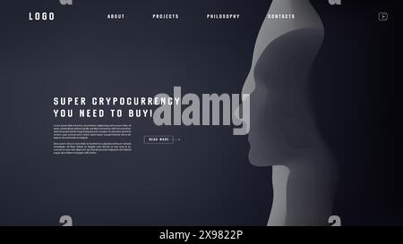 Landing page abstract design with AI androind. Colorful template for website or app. Stock Vector