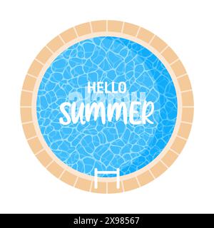 Round swimming pool isolated on white background, top view. Flat vector illustration Stock Vector