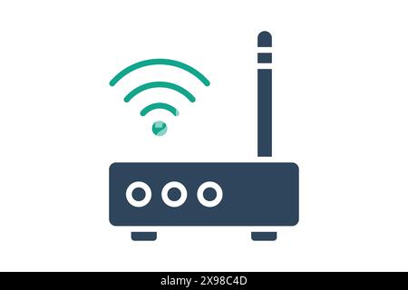 Broadband icon. internet with signal. icon related to utilities. solid icon style. utilities elements vector illustration Stock Vector