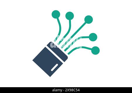 Fiber icon, cable. icon related to utilities. solid icon style. utilities elements vector illustration Stock Vector