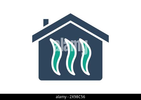 Heating icon. house with heat. icon related to utilities. solid icon style. utilities elements vector illustration Stock Vector
