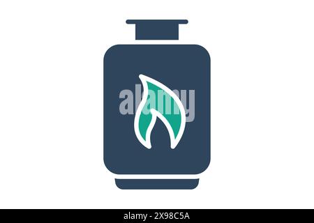 Propane icon. gas cylinder with fire. icon related to utilities. solid icon style. utilities elements vector illustration Stock Vector