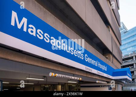 Massachusetts General Hospital sign on the building in Boston, MA, USA, on November 11, 2023. Stock Photo