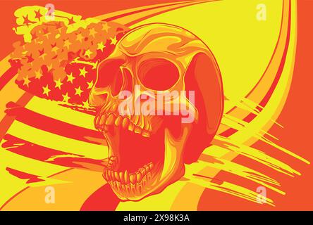 vector illustration of American flag with skull Stock Vector