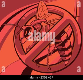 Vector illustration of No Bee or Wasp Sign on White Background Stock Vector