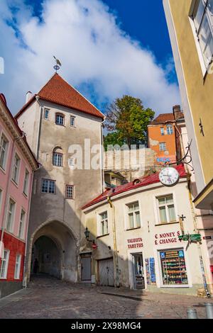 Gate of Pikk Jalg (Long Boot) street in Tallinn, Estonia Stock Photo