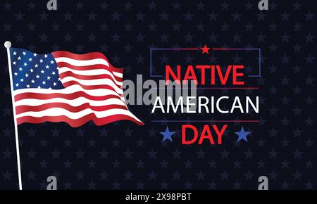 Celebrating Native American Day with Patriotic USA Flag Art Stock Vector