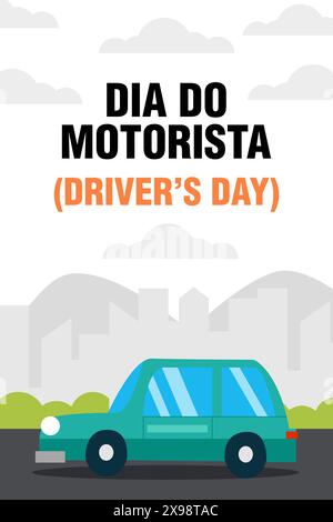 Drivers Day or Dia do Motorista, vertical banner illustration Stock Vector