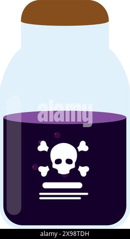 Bottle of poison or poisonous chemical toxin with crossed bones vector icon for games and websites Stock Vector