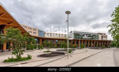 Exterior view of the Michelin headquarters building. Michelin is a French multinational company and one of the world leaders in tire manufacturing Stock Photo