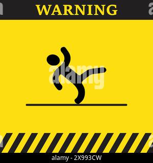 Warning slippery surface vector on yellow background Stock Vector
