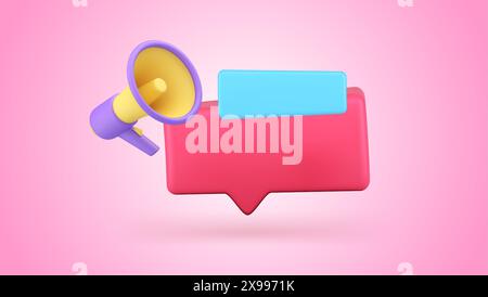 Special offer shopping advertising marketing announce megaphone quick tips 3d icon realistic vector illustration. Commercial retail business sale disc Stock Vector