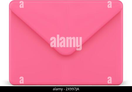 Electronic mail pink paper envelope incoming message web notification 3d icon realistic vector illustration. Email letter internet correspondence rece Stock Vector