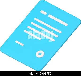 Business deal contract legal paper document agreement form approval blank 3d icon realistic vector illustration. Important law documentation page stam Stock Vector