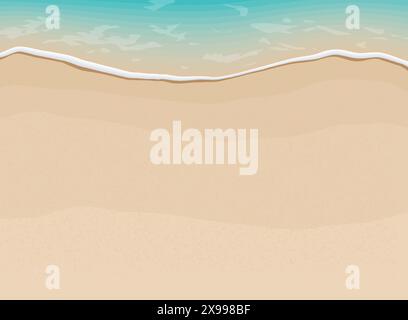 Soft waves with foam of blue ocean on the sandy summer beach. Stock Vector