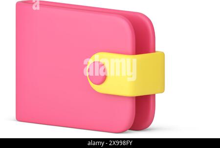 Wallet financial management balance accounting pink accessory for cash money 3d icon realistic vector illustration. Banking finance savings deposit in Stock Vector