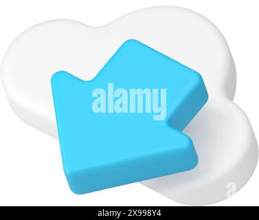 Cloud computing digital data download cyberspace connect technology 3d icon realistic vector illustration. Information internet backup server synchron Stock Vector