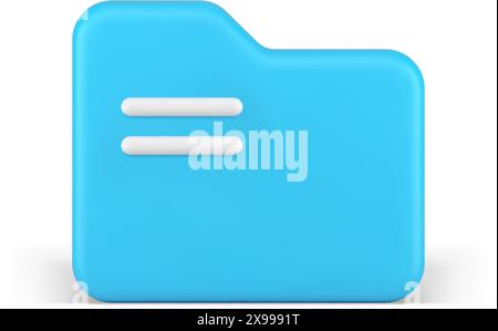 Blue folder document storage digital archive data communication 3d icon realistic vector illustration. Cyberspace database organizing web memo informa Stock Vector