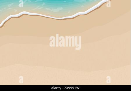 Soft waves with foam of blue ocean on the sandy summer beach. Stock Vector