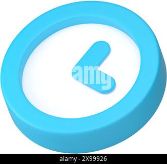 Wall clock for time management keeping deadline measurement blue 3d icon realistic vector illustration. Timing countdown circle watch with arrows for Stock Vector