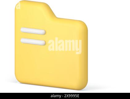 Yellow folder digital memory information storage organization isometric 3d icon realistic vector illustration. Cyberspace archive document data organi Stock Vector