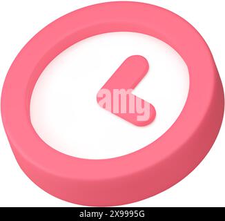 Time wall clock pink circle device with arrows for deadline countdown isometric 3d icon realistic vector illustration. Watch timing measurement hours Stock Vector
