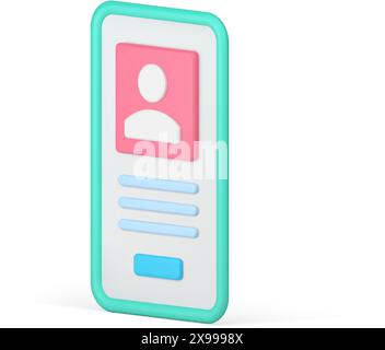 Mobile app user profile identification homepage authorization username login isometric 3d icon realistic vector illustration. Smartphone account acces Stock Vector