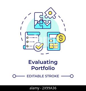 Evaluating portfolio multi color concept icon Stock Vector