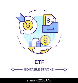 ETF multi color concept icon Stock Vector