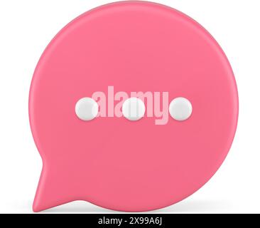 Thinking speech bubble social media chat message pink 3d icon realistic vector illustration. Dialogue expression speak talking thought balloon comment Stock Vector