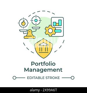 Portfolio management instruments multi color concept icon Stock Vector