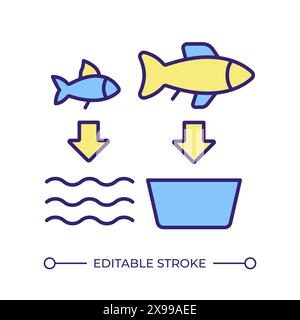 Fish size RGB color icon Stock Vector