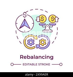 Rebalancing multi color concept icon Stock Vector