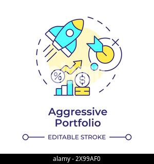 Aggressive portfolio multi color concept icon Stock Vector