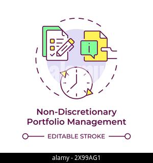 Non-discretionary portfolio management multi color concept icon Stock Vector
