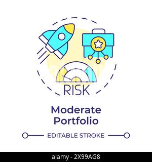 Moderate portfolio multi color concept icon Stock Vector