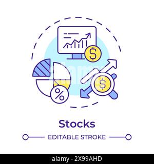 Stocks multi color concept icon Stock Vector