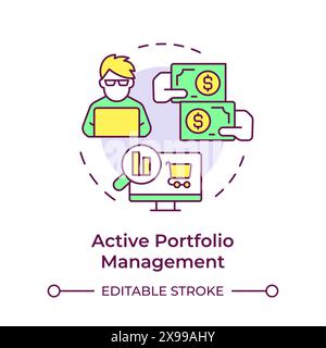 Active portfolio management multi color concept icon Stock Vector