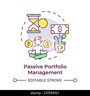 Passive portfolio management multi color concept icon Stock Vector
