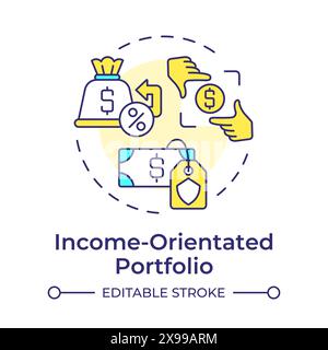 Income-orientated portfolio multi color concept icon Stock Vector
