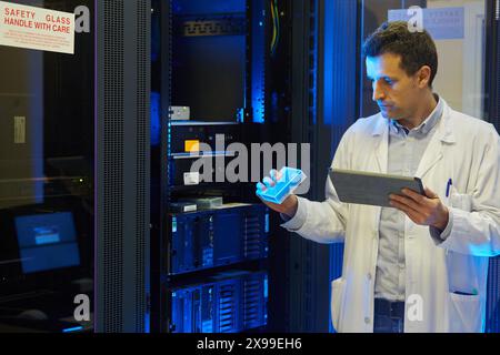 Data Processing Center, Department of Computer Servers in raks, Hospital Donostia, San Sebastian, Gipuzkoa, Basque Country, Spain. Stock Photo