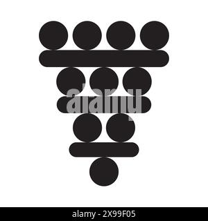 Balance symbol with black circles. Geometric equilibrium design. Stacked circles and bars. Vector abstract art. Stock Vector
