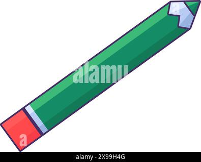 Simple pencil for writing icon. Doctor office tools, medical stroked cartoon element for modern and retro design. Simple color vector pictogram isolat Stock Vector