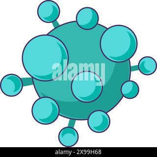 Abstract influenza virus icon. Spherical microorganism, medical stroked cartoon element for modern and retro design. Simple color vector pictogram iso Stock Vector