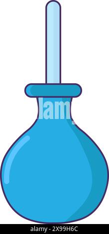 Rubber enema icon. Simple drug infusion tool, medical stroked cartoon element for modern and retro design. Simple color vector pictogram isolated on w Stock Vector