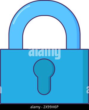 Reliable padlock icon. Storage conditions for medicines, medical stroked cartoon element for modern and retro design. Simple color vector pictogram is Stock Vector