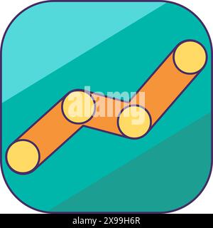 Square chart icon button. Application element, medical stroked cartoon element for modern and retro design. Simple color vector pictogram isolated on Stock Vector